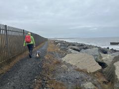 Circumnavigating the seaward side of the power station